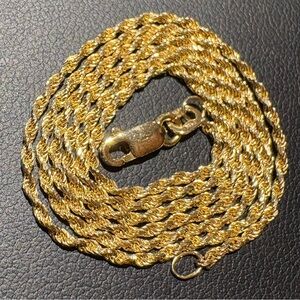 14K yellow gold twist rope chain necklace 18" 3.7 grams 3.7g